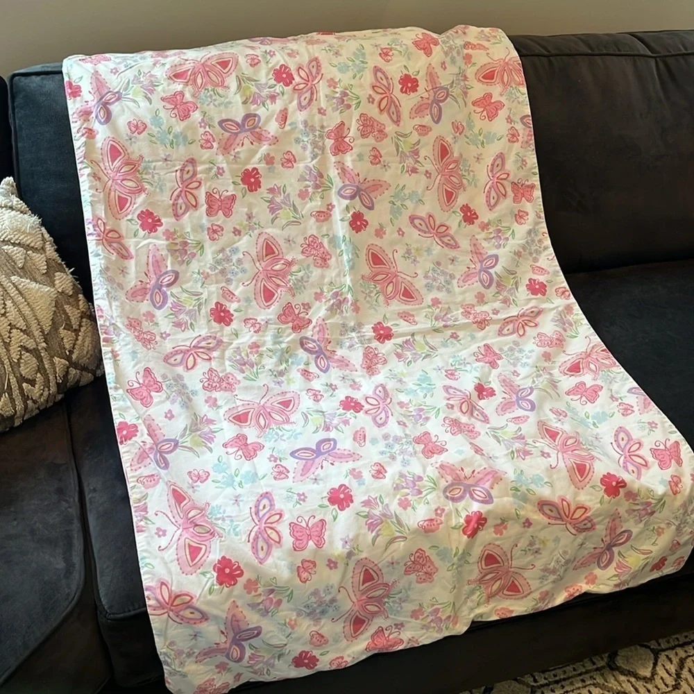 Pottery Barn Kids Toddler Duvet Cover “Olivia” Pink Butterflies Flowers